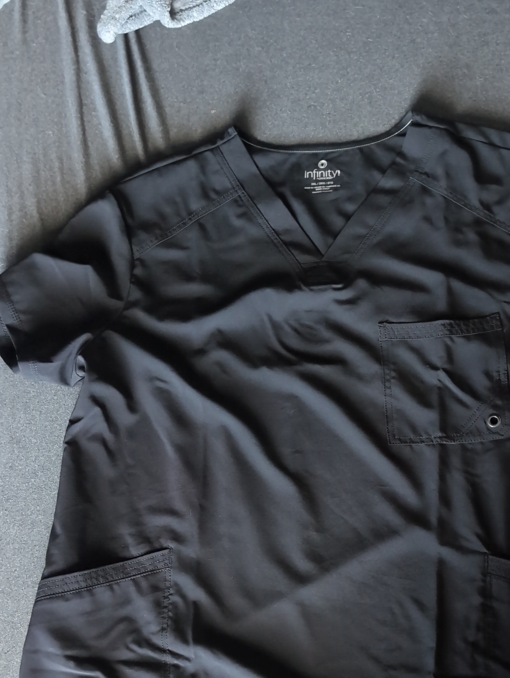 Cherokee Black Infinity Men V-Neck Scrub Top